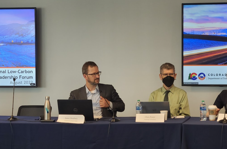 Bradbury facilitating a discussion hosted by GCC to bring together states leading on low-carbon transportation