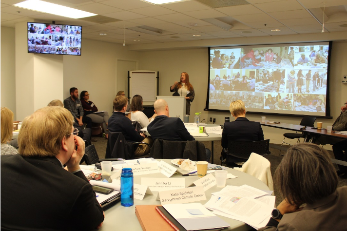 Liz Williams Russell gives a presentation to a convening of adaptation professionals about community engagement, especially how it pertains to LA SAFE