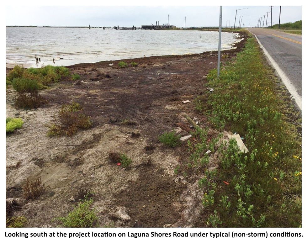 Corpus Christi is exploring nature-based solutions to protect a vulnerable section of Laguna Shores Road. Source: Corpus Christi MPO.