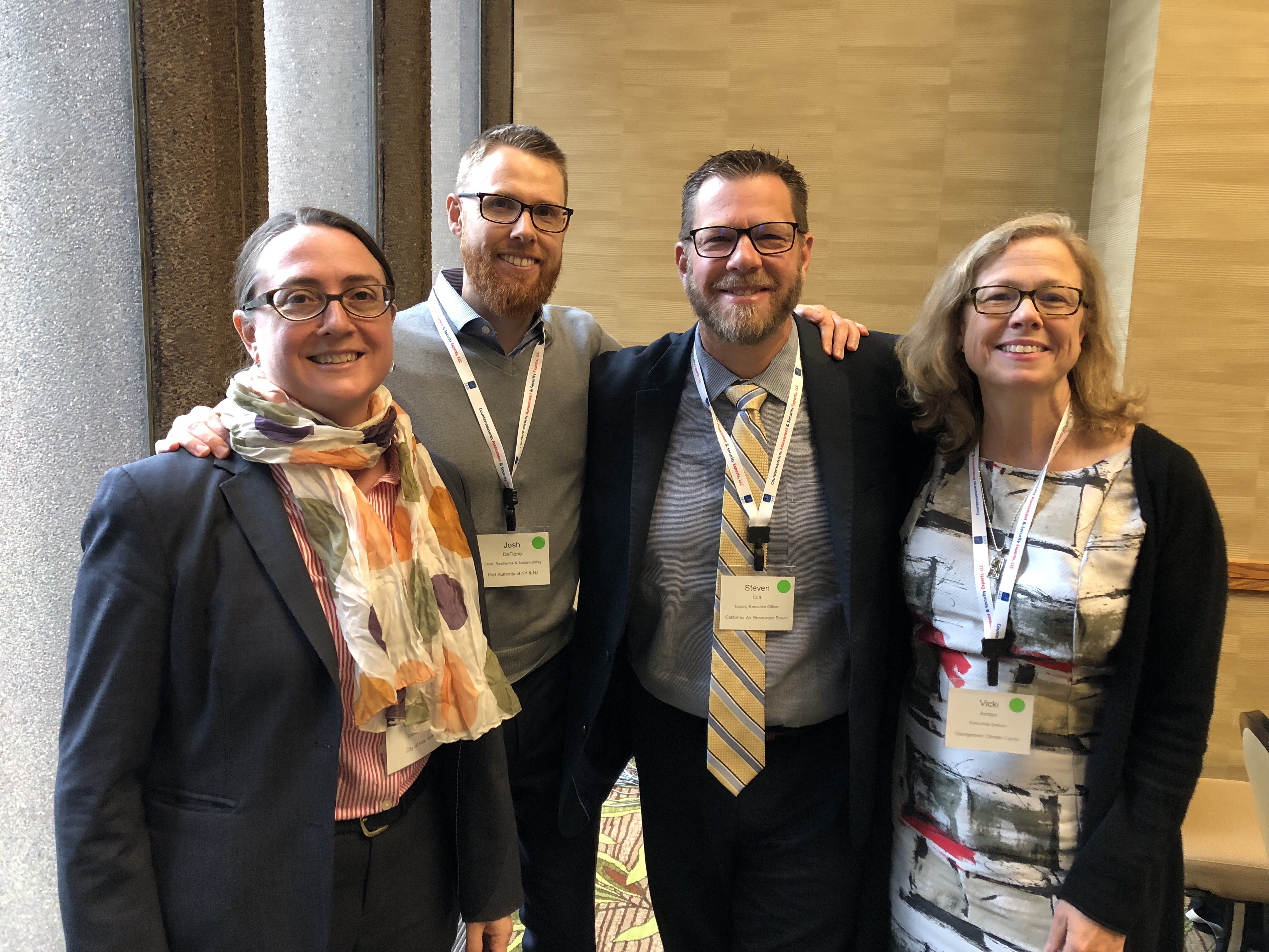 Leaders of the Transportation Research Board's Sustainability and Resilience Task Force shared the committee's recommendations today at the RISE conference in Denver. L-R: Susanne DesRoches, City of NY; Josh DeFlorio, Port Authority of NY & NJ; Steven Cliff, California Air Resources Board; and Vicki Arroyo, Georgetown Climate Center.