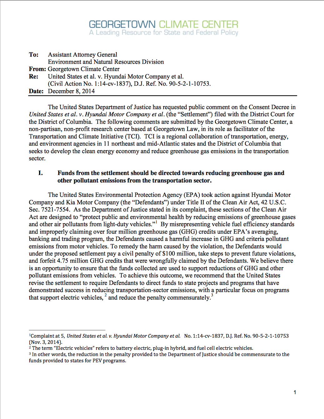 Comments on United States v. Hyundai Proposed Consent Decree